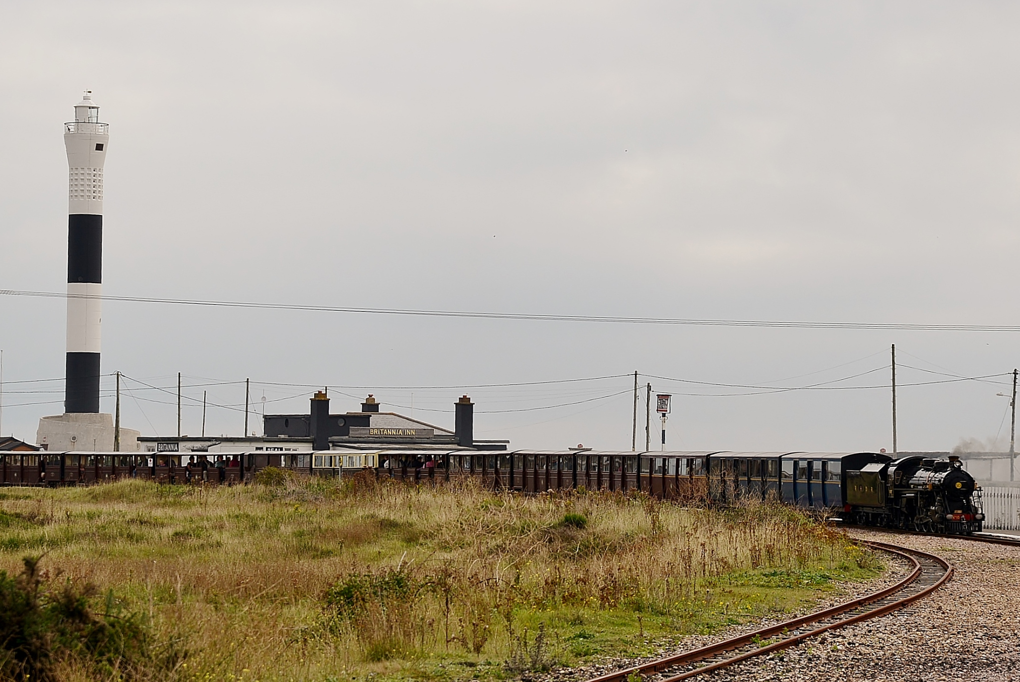 Romney, Hythe and Dymchurch Railway train at Dungeness
